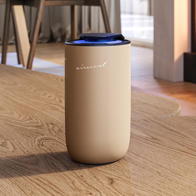 The AirScent Mini Waterless Diffuser - Gold Finish - 15 mL Capacity | Fragrance Oil Aromatherapy Diffuser For Aesthetic Scenting for Homes, Offices, Spas and Hotels - Night Light Feature