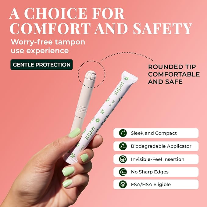 Tampon Tribe Regular Organic Tampons for Women | 48 Non-Toxic Tampons | Natural 100% Organic Cotton, Hypoallergenic, Metal and Chemical Free with Biodegradable Applicator | (48 Count - Regular)
