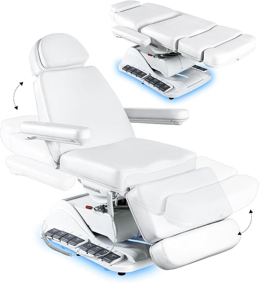 Fully Electric Massage Table with Heated Seat, 4 x 200W Motors Professional Lift Chair for Estheticians, Multi-Layer Premium Materials for Spa, Wellness Center, Home Use