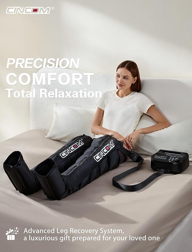 CINCOM Air Compression Recovery System - 6-Zone Professional Dynamic Pressure Leg Massager Boots for Circulation Improvement & Muscle Recovery, Compression Therapy for Athletes, FSA-HSA Eligible