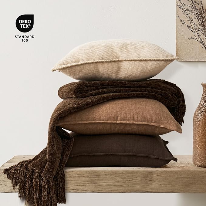 Chenille Knit Throw Blanket for Couch, 50"x60", Dark Brown | Cozy Plush Fuzzy Knittd Throw with Tassels, Lightweight, Decorative, Farmhouse Decor, Ideal for Bed Sofa Gift, All Seasons
