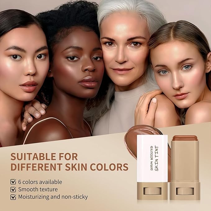 Beauty Balm Serum Boosted Skin Tint, Lightweight Solid Tinted Hydrating Serum Foundation Contour Stick for Women, Sheer to Medium Coverage, Radiant & Dewy Finish for Face Makeup (#06)
