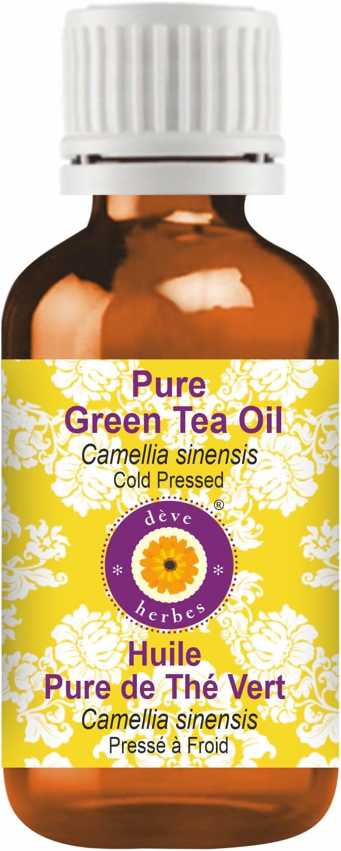 Deve Herbes Pure Green Tea Oil (Camellia sinenses) Natural Therapeutic Grade Cold Pressed (No-Fragrance) 5ml (0.16 oz)