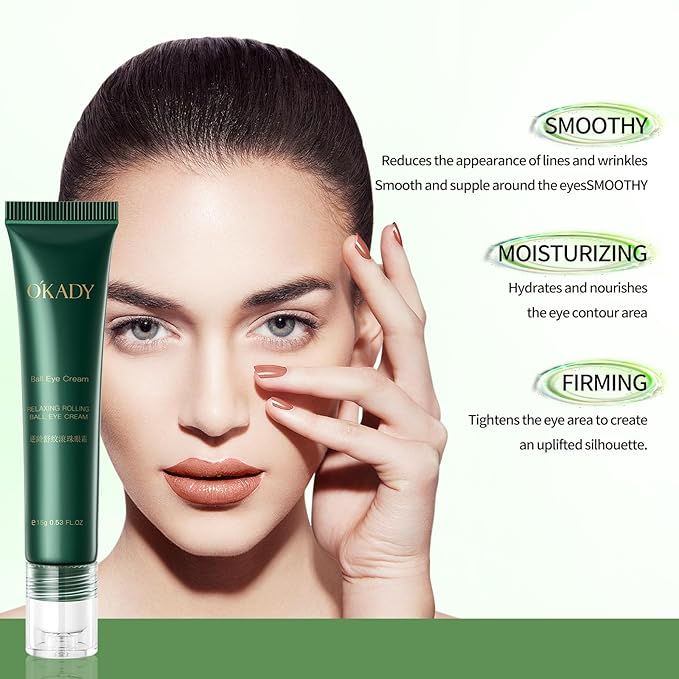Caffeine Eye Cream with Nicimide Peptides for Dark Circles and Puffiness, Fine Lines, Wrinkles Eye Care Serum with 360° Massage Ball 15ML