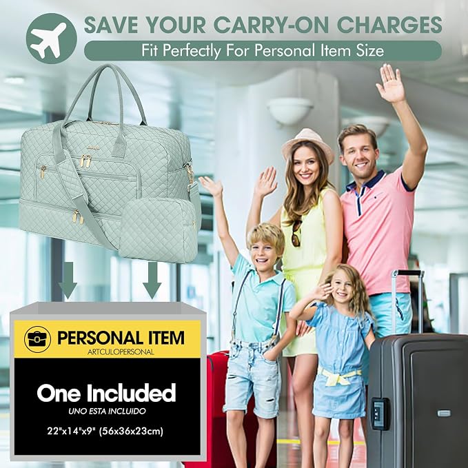Travel Duffle Bag Weekender for Women - 38L Carry-On Overnight Bag Personal Item Bag with Shoe Compartment & Wet Pocket Weekend Tote Bags with Toiletry Bag Hospital Bags for Labor and Delivery