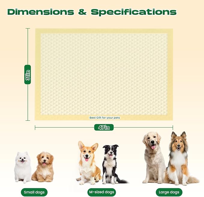 Bamboo Puppy Pads Extra Large 31"x47" 40 Count with Tabs