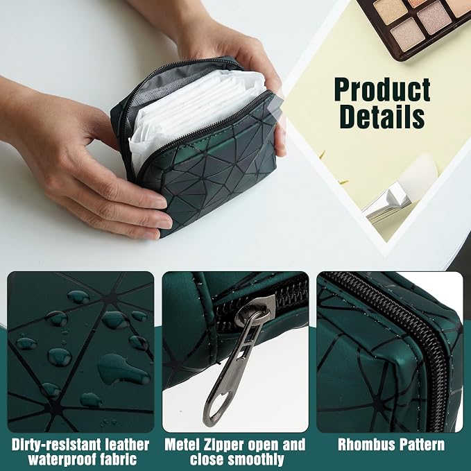2Pcs Sanitary Period Bag Napkin Storage Bags, Portable Menstrual Periods Pouch with Zipper for Teen Pads, Reusable Periods Kit Bag Feminine Product Pouch Cosmetic Organizer Bags for Teen Girl