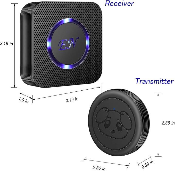 Dog Door Bell, Wireless Doggie Doorbells for Potty Training, Door Bell for Dogs to Go Outside, Dog Bells (Black, 1 Receiver 4 Transmitters)