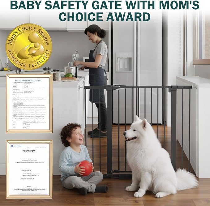 Mumeasy 36" Extra Tall Dog Gate, 29.7-46" Baby Gate for Stairs & Doorways