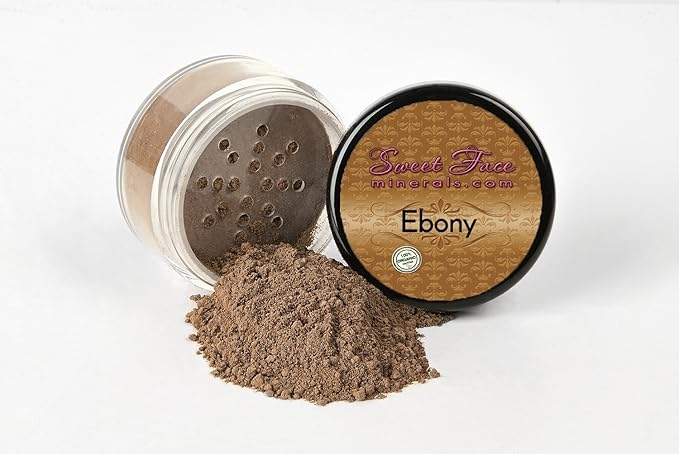 STARTER SET w/SETTING SPRAY MIST (EBONY) Mineral Makeup Kit Bare Face Matte Sheer Foundation Cover