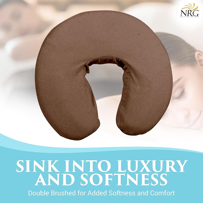 NRG Deluxe Flannel Face Cradle Covers 100% Brushed Cotton Face Rest Covers - Protect Your Massage Table Face Cradle - Adds Warmth and Comfort - 13" x 13" x 6" - 200 Thread Count - Dark Chocolate