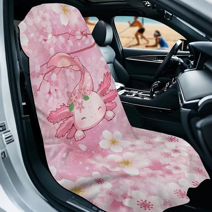 INSTANTARTS Cherry Blossom Axolotl Car Seat Cover Protector Sweat Towel Multi-Functional Car Towel