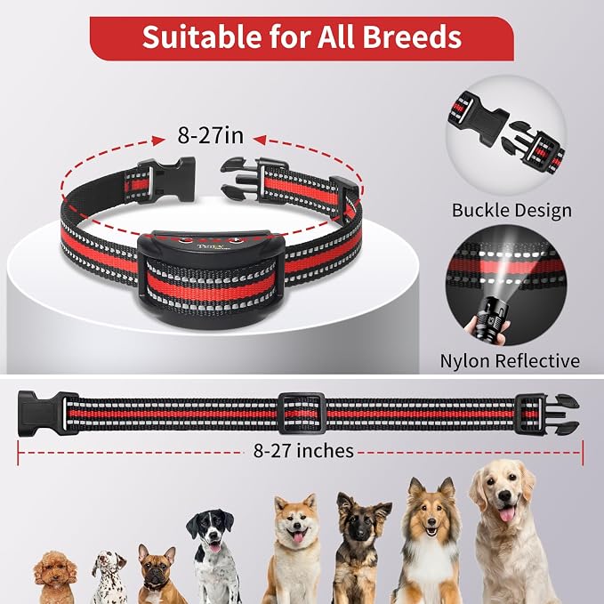 PetJoy Dog Bark Collar 3 Pack, Barking Collars with 5 Adjustable Levels of Sensitivity, Smart Automatic Bark Collar with 7-Stage Escalating Beep-to-Shock Correction