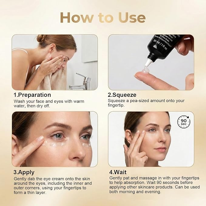 Instant Eye Tightener Cream, Temporary Under Eye Firming & Lifting Cream Anti Aging For Dark Circles,Wrinkles, Fine Lines, Undereye Bags Treatment And Puffiness Removal,1 Fl Oz