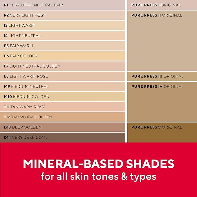 MIRABELLA - Invincible for All Pure Press Foundation, HD-Finish Pressed Powder, Buildable Mineral Pressed Powder Compact with Jojoba & Triglyceride, Age-Defying Makeup for All Skin Types, Porcelain P2