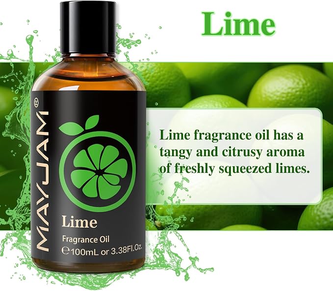 MAYJAM Lime Fragrance Oil Essential Oils for Diffusers for Home, 3.38FL.OZ | Long Lasting Scented Oils for Soap Making, Lime Essential Oil for Candle Making