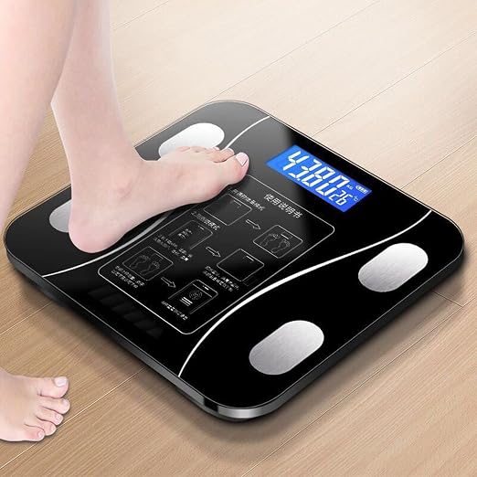 Smart Electric Body Fat Scale - LCD Display Rechargeable Weighing Machine with Tempered Glass, Home Bathroom Scale