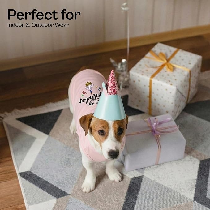 Parisian Pet Dog Shirt – 100% Cotton Shirts for Large Dogs – Pink Sleeveless Puppy Clothes – Lightweight and Breathable Dog Birthday Shirt – Girl Dogs Clothes - Stretchy Pet T Shirts