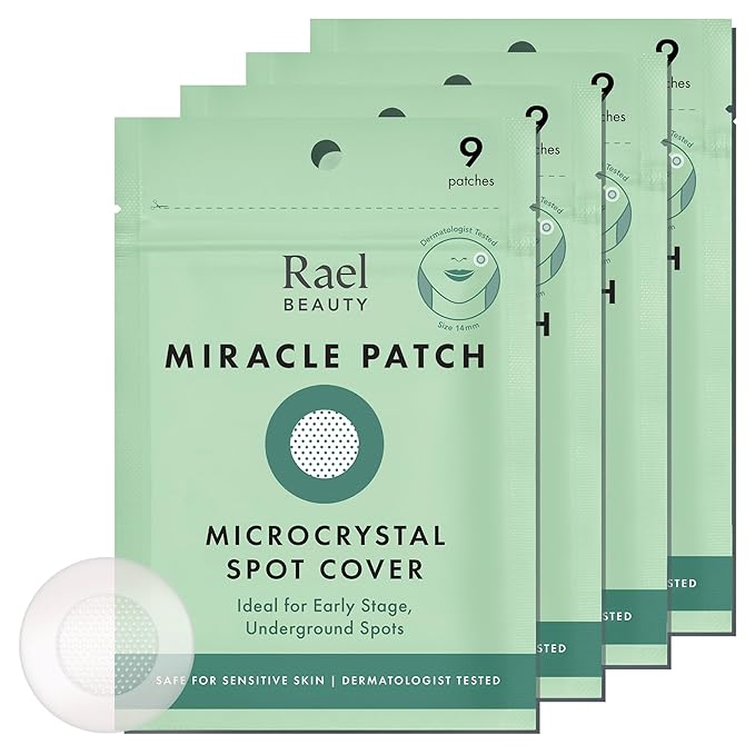 Rael Pimple Patches, Miracle Microcrystal Spot Cover - Hydrocolloid Acne Pimple Patch with Tea Tree Oil, Early Stage Zits and Blemish, Korean Skin Care (36 Count)