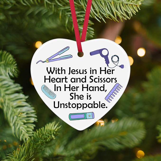 Hair Salon Decor Christmas Ornament Hairdresser Gifts for Women Hairstylist Gift Ceramic Ornament Barber Hairstylist Gifts Barbershop Hair Salon Decor Cosmetology Student Graduation Wine Bottle Decors
