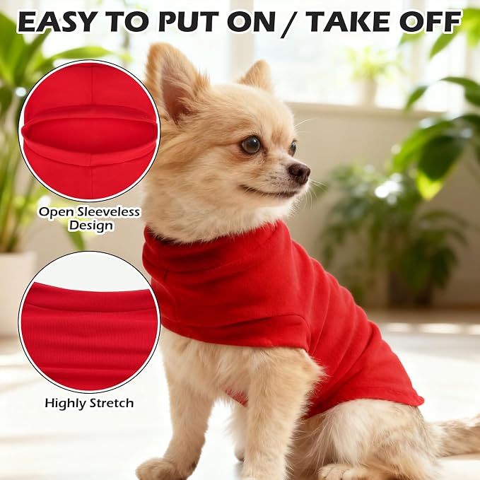 Cat Sweater Warm Fleece Pet Clothes for Cats Only | Soft Cat Vest Puppy Hoodie Coat, Fall Cold Winter Sweatshirt Pullover Clothing also for Small Dogs, Red L