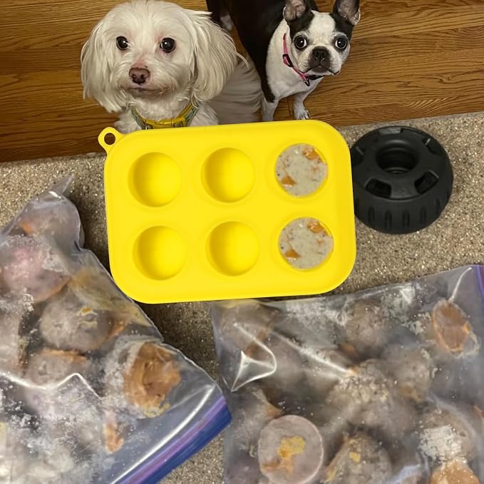 BABORUI 6 Cavities Dog Treat Molds for Woof Pupsicle Small 10-25lbs, Reusable Frozen Dog Treat Molds Silicone for Making Mix Refills Pops Ice Popsicle Treats (S)