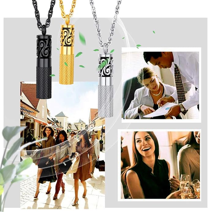 Men Perfume Locket Round Bottle Pendant Necklace Diffuser Essential Oil Women Jewelry Stainless Steel Aromatherapy Pads Necklace