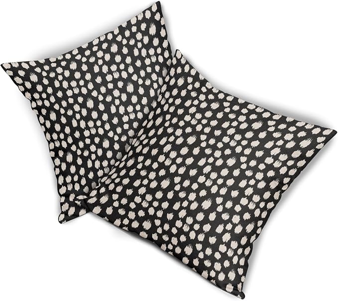 Sweetshow Black Cream Dots Pillow Covers 18x18 Set of 2 Boho Design Polka Dot Throw Pillows Modern Trendy Print Outdoor Decorative Pillowcase Square Linen Cushion Cases Decor for Sofa Couch Bed