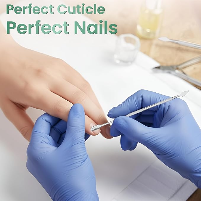 Professional Cuticle Pusher Tool - 4 Pcs Stainless Steel Dual Head Cuticle Trimmer, Spoon Shaped Nail Cleaner Tool & Nail Scraper Durable Pedicure & Manicure Tool for Fingernails & Toenails (Silver)