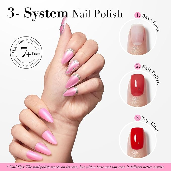 AZUREBEAUTY Pearl Pink Nail Polish Quick Dry Shimmer Light Pink Natural Nail Lacquer Fingernail Polish High Shine Salon-Quality Women Gift