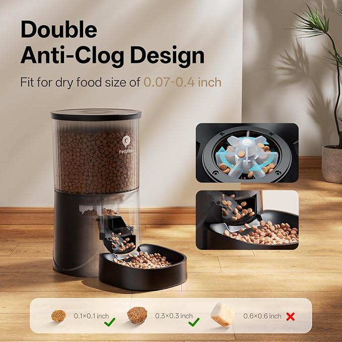 Automatic Cat Feeder 5Ghz WiFi APP Control Cat Food Dispenser | Auto Pet Feeder for Cats and Small Dog Indoor- Easy to Set and Clean, Dual Power, 1-6 Meals/Day, Timed Precise Feeding