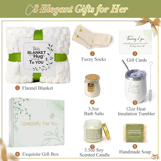 Sympathy Gifts Baskets for Loss of Loved One, Bereavement Gifts Care Package for Women Grieving, Condolences Gift Basket for Mom/Dad/Husband, Sorry for Your Loss