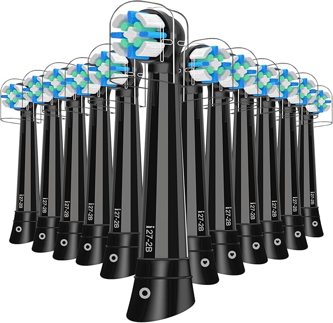 12 Count IO Replacement Heads Compatible with Oral B IO 2/3/4/5/6/7/8/9/10 Series Electric Toothbrushes, Medium Softness Brush Heads Compatible with Oral B iO for Teeth and Gums Care (Black)