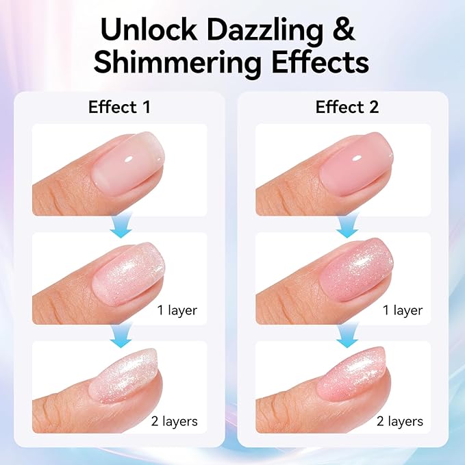 Glitter Nail Polish Sparkle Pearl, Chrome Quick Dry Nail Polish Non Gel, Rich in Castor Oil, Natural Lustrous Nail Art DIY Home Travel Long Lasting Shine DIY Manicure Gift for Women Girl