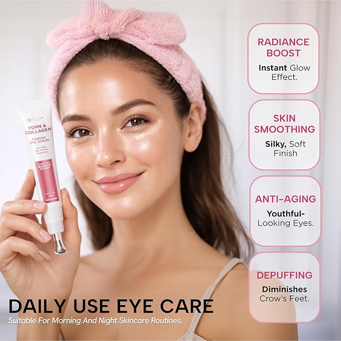 Clear Beauty Eye Serum with Salmon DNA PDRN & Collagen - Dermatologist Tested, Anti Aging, Korean Skin Care - Cooling Roller For Firming, Hydration - Vegan, Clean Beauty, Cruelty Free