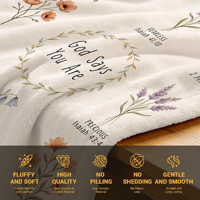 COMFAR Christian Gifts for Women Faith, Inspirational/Religious/Spiritual/Baptism Gifts for Adults/Girl, Soft Throw Blankets for Women/Men, First Holy Communion Gifts for Girls 50"x 60"