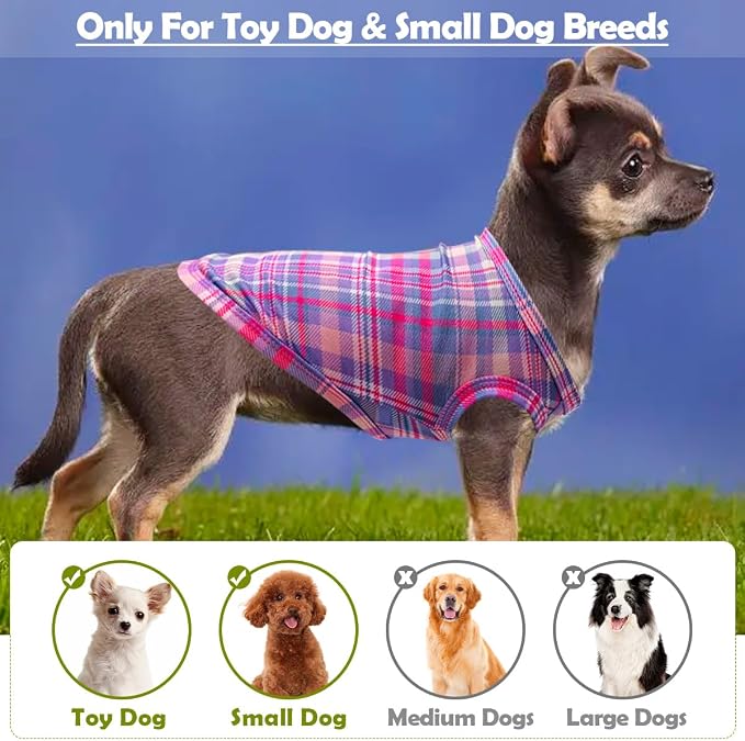 PET SHOW 4 Pack Paw Bone Printed Dog Clothes Shirts Soft Vest Lightweight Sleeveless Cats Doggies T-Shirts Puppies Tank Top Tee for Small Medium Dogs White Black Pink Blue (XX-Large, Pink for Girls)