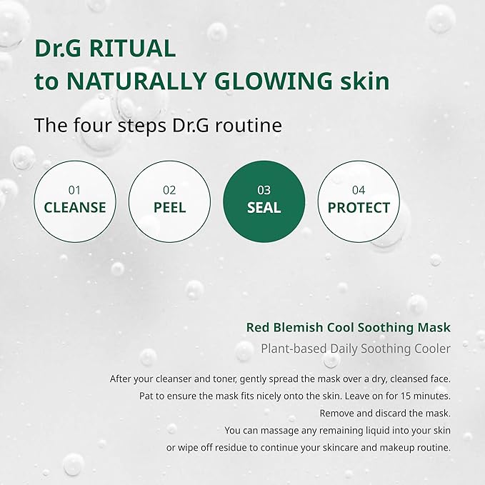 Dr.G Red Blemish Daily Cool Soothing Korean Face Mask - Deep Hydration for Irritated, Sensitive Skin - Face Masks Skincare Korean, Korean Sheet Mask, Korean Skin Care Mask, K Beauty - Pack of 10