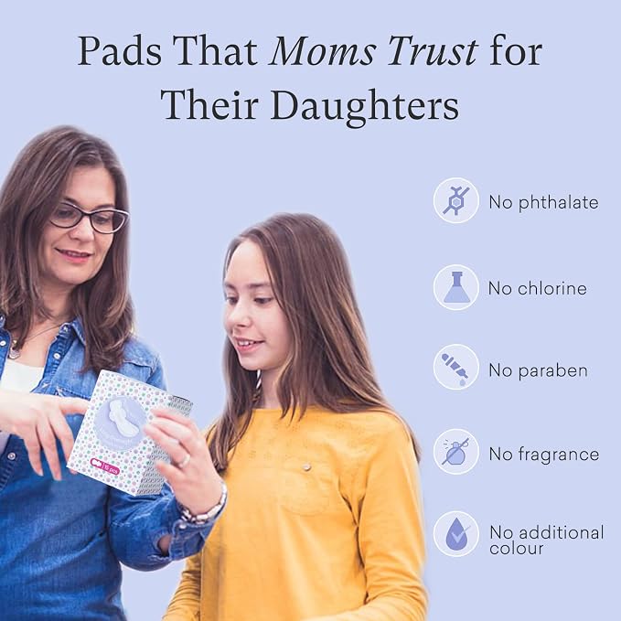 PurComfy Teens Maxi Period Pads with Wings for Tweens, Organic Cotton Sanitary Pads for Teens Girls 9-14, Long Overnight Size, 15 CT