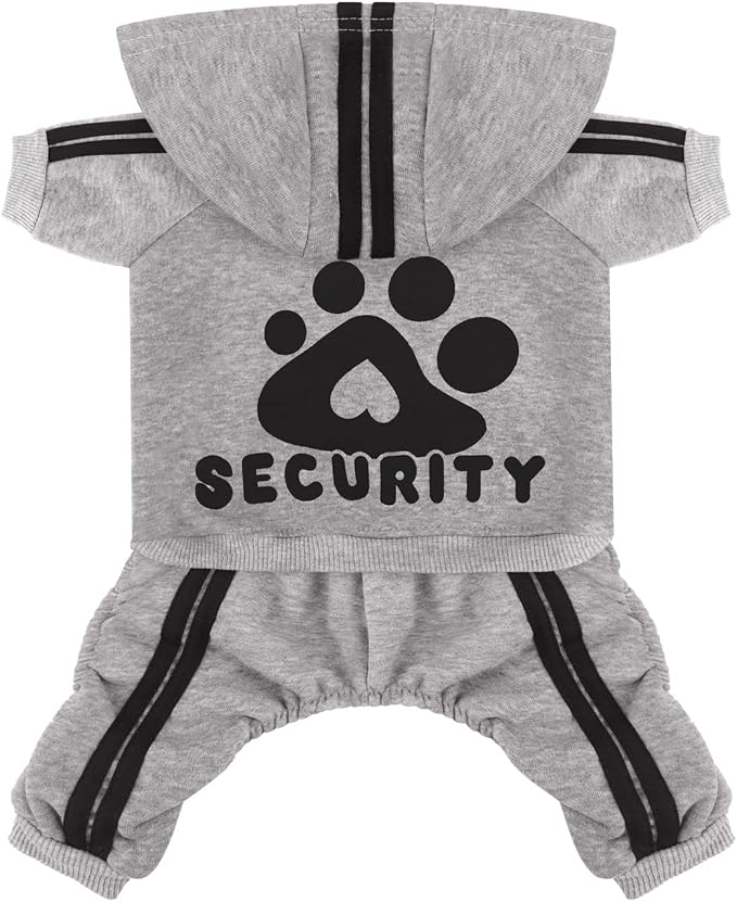 Dog Security Clothes - 4 Legs Jumpsuit Sweatshirt Hoodie - Soft & Warm Winter Outfit Pullover Sweater for Small Medium Large Dogs Cats (Grey, XX-Small)