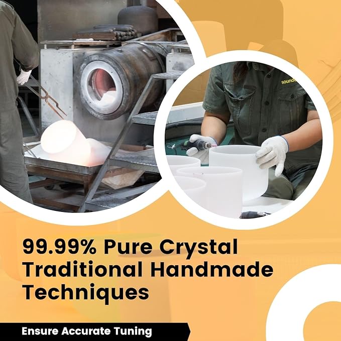 8-12 inch 432hz Quartz Crystal Singing Bowls Set of 3 Pure White, for Healing Mindfulness Meditation Yoga Sound Baths with Case and Mallet Suede Striker