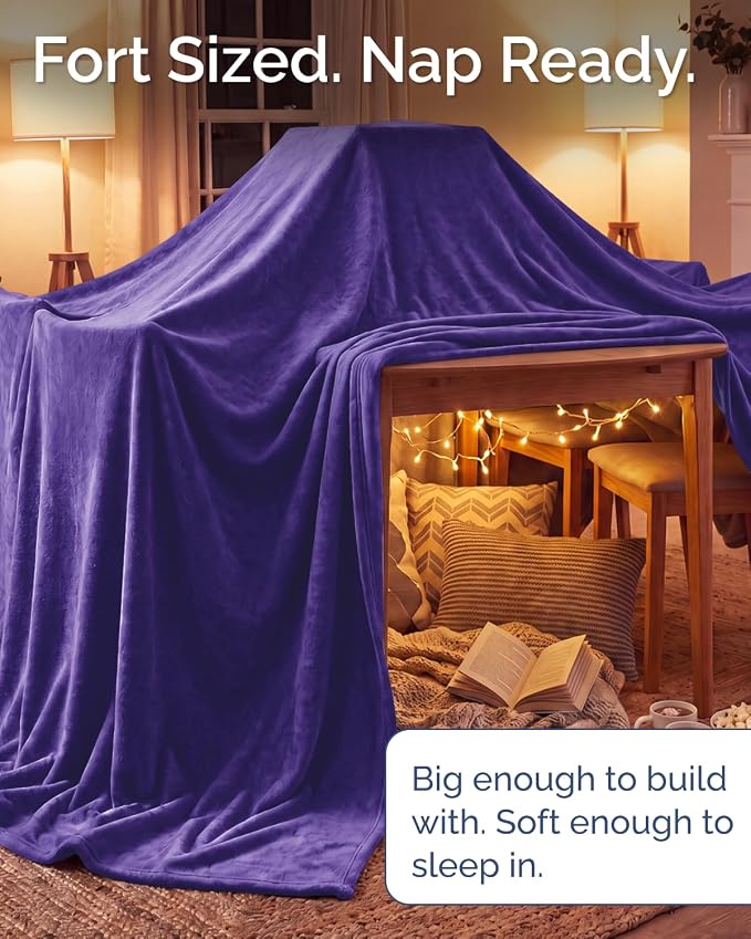 Ultra Soft Fleece Blanket Oversized King Size - Flannel Fleece Luxury Blanket - Lightweight for Couch Bed Chair - Thick, Warm and Breathable - All Season Cozy, Purple Haze