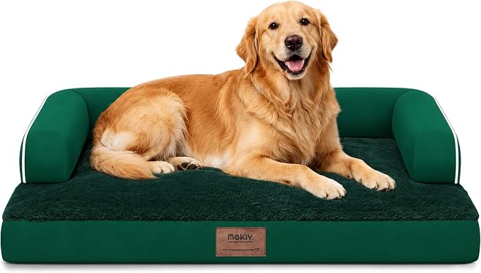 Orthopedic Washable Dog Bed with Bolster for Medium to Large Dogs | Pillow Support for Neck Relief, Egg Crate Foam, Waterproof Liner, Anti-Slip Bottom, Removable Bolster Cover, 36 x 27 Inch