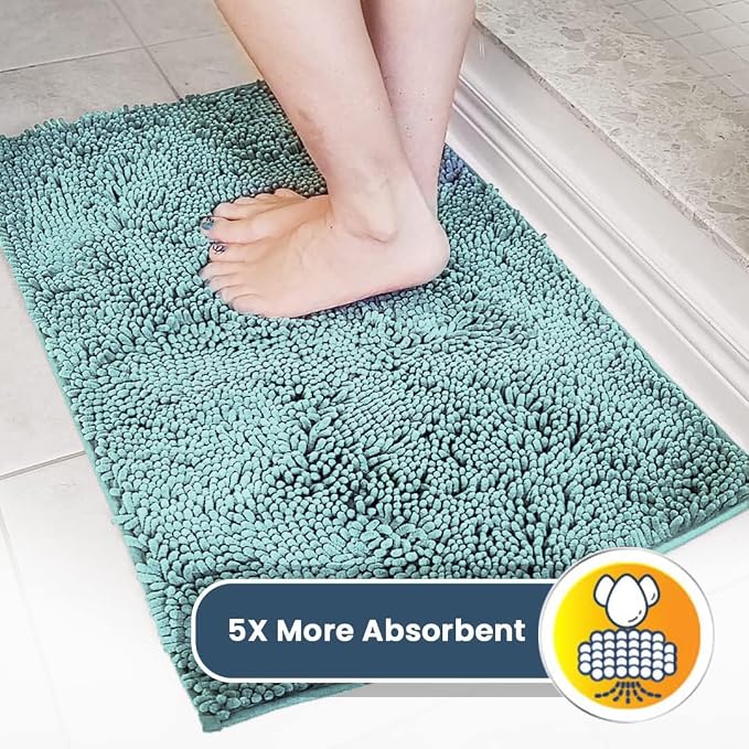Muddy Mat® | Super Water Absorbent Door Mat Indoor, Microfiber Quick Dry Chenille Entryway Rug, Slip Resistant Front Door Mat, Indoor Mats for Entryway, Machine Washable Pet Rug, Sea Green 3ft x 8ft