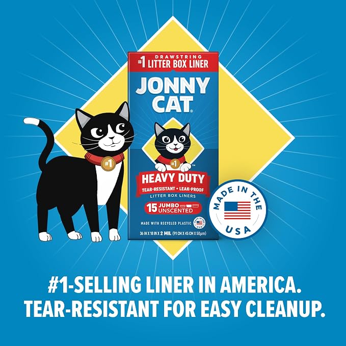 Jonny Cat Litter Box Liners Heavy Duty, Tear & Leak Resistant Jumbo 15ct