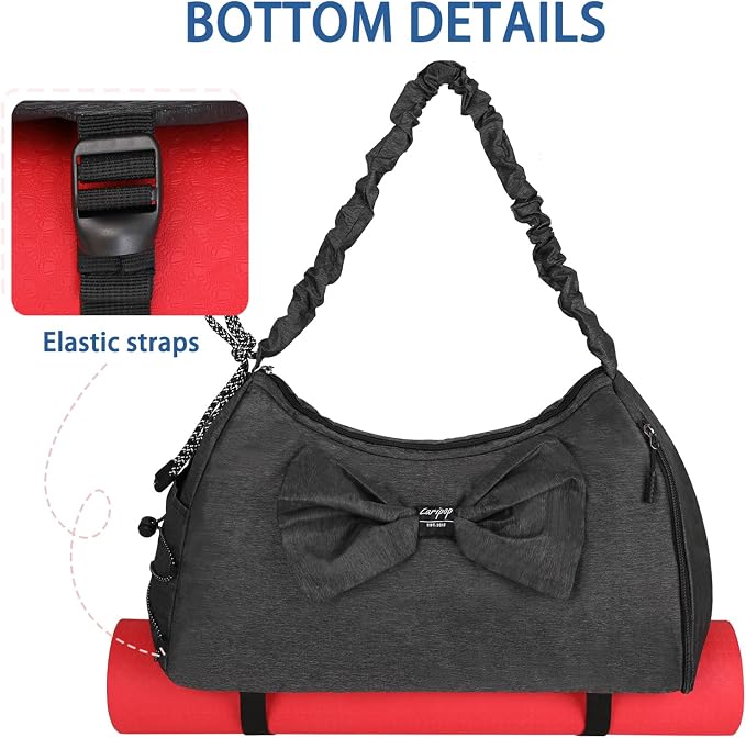 LARIPOP Yoga Bag for Women, Gym Duffel Bag with Shoe Compartment, Wet Dry Separate Pocket, Adjustable Yoga Mat Holder, Travel Weekender Carry On Overnight Bag