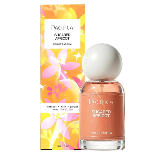 Pacifica Sugared Apricot Perfume for Women – Sweet Fruity Floral Eau de Parfum with Apricot Peach Jasmine Vanilla Sandalwood – Vegan Clean Beauty Long Lasting Fragrance Spray, 1 Fl Oz