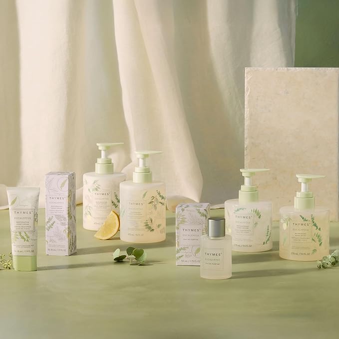 Thymes Replenishing Hand Lotion for Dry Skin - Daily Moisturizer Helps Reduce Dryness - Hand Lotion for Women & Men Formulated with Sodium Hyaluronate & Squalane (Eucalyptus, 9.4 fl oz)