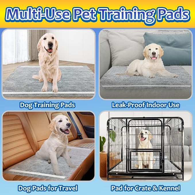Dogcator 60 Count Charcoal Pee Pads for Dogs, 28"x34" Activated Charcoal Dog Pee Pads, Odorless Potty Pads, XL Disposable Puppy Pads Pet Training Pads