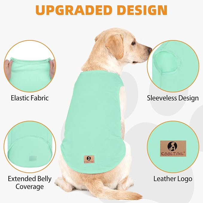 Large Dog Clothes for Boy Girl, 2 Pack Cotton Summer Dog T Shirts UV & Insect Protection for Outdoor Camping, Anti-Hair Loss Breathable Sleeveless Pet Vest Tank Tops Apparel, Green&Purple, L